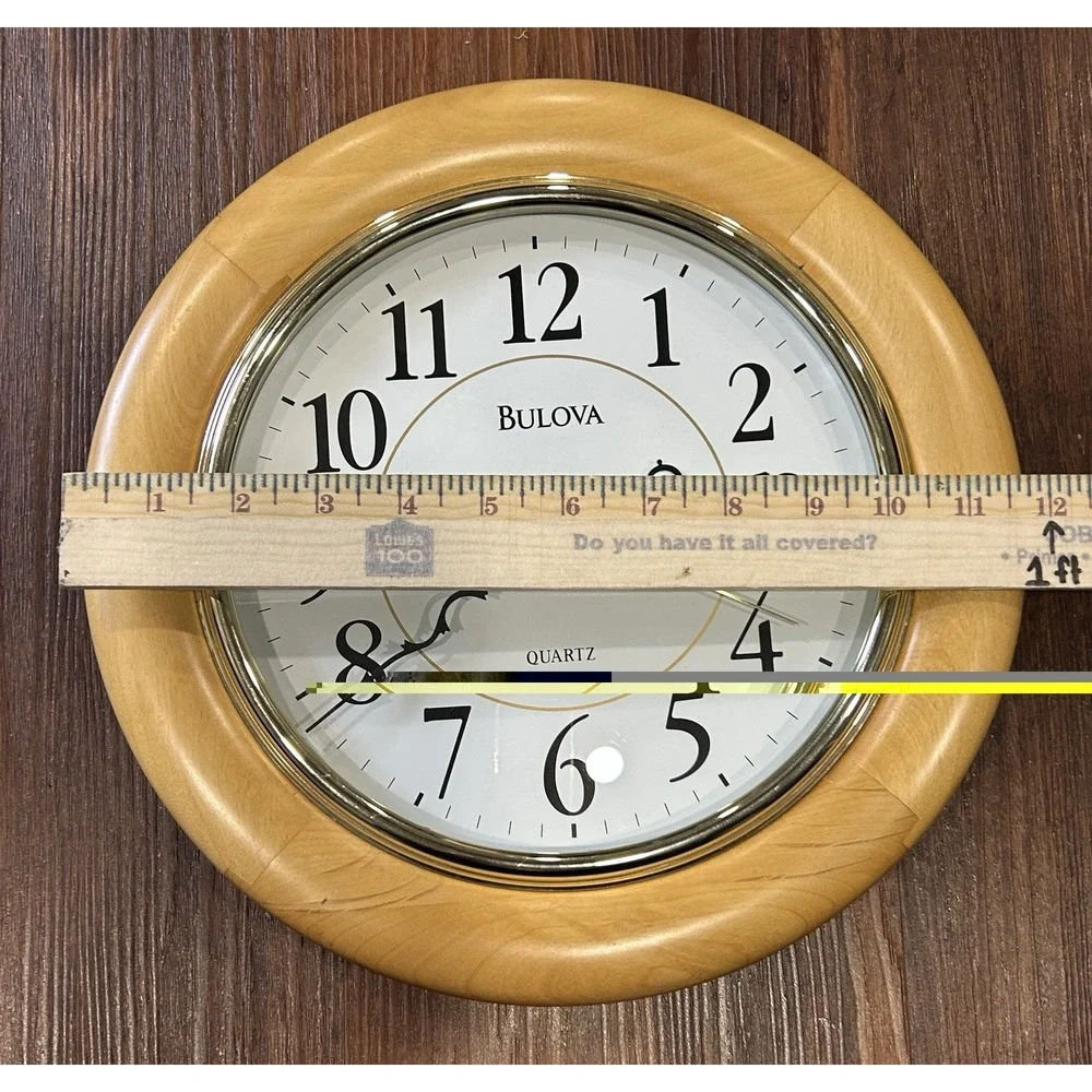 Bulova C4461 Wooden Analog Wall Clock Quartz. Works Tested